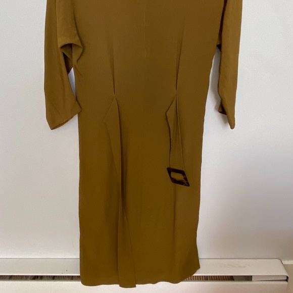 massimo dutti olive gold/green Long sleeve dress - Picture 3 of 5